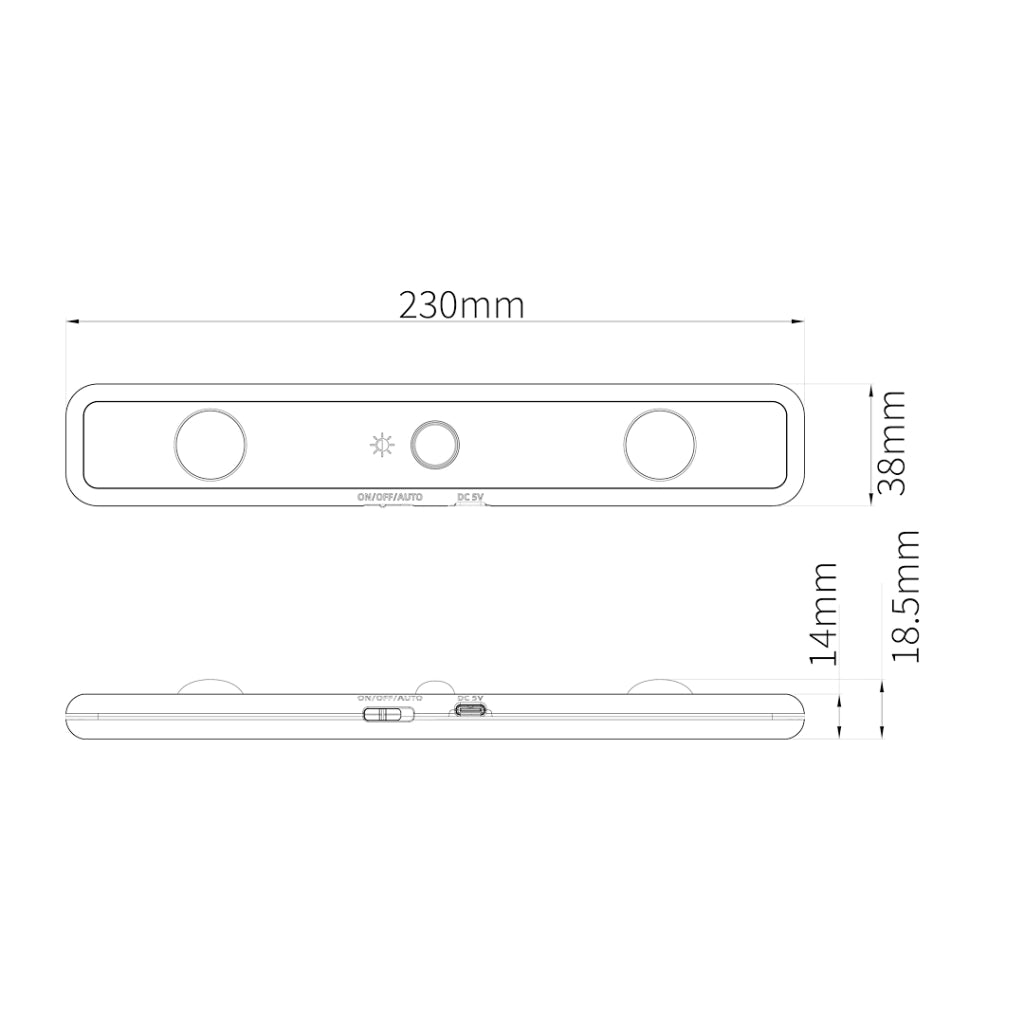 Lampada sottopensile bianca con sensore USB-C CCT 1W