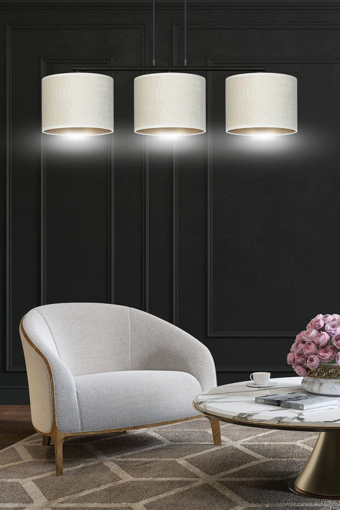 Lampadario Emibig Hilde 3 luci E27 nero crema oro