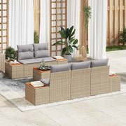 Set Divano da Giardino con cuscino 6 pcs Beige Poly Rattan