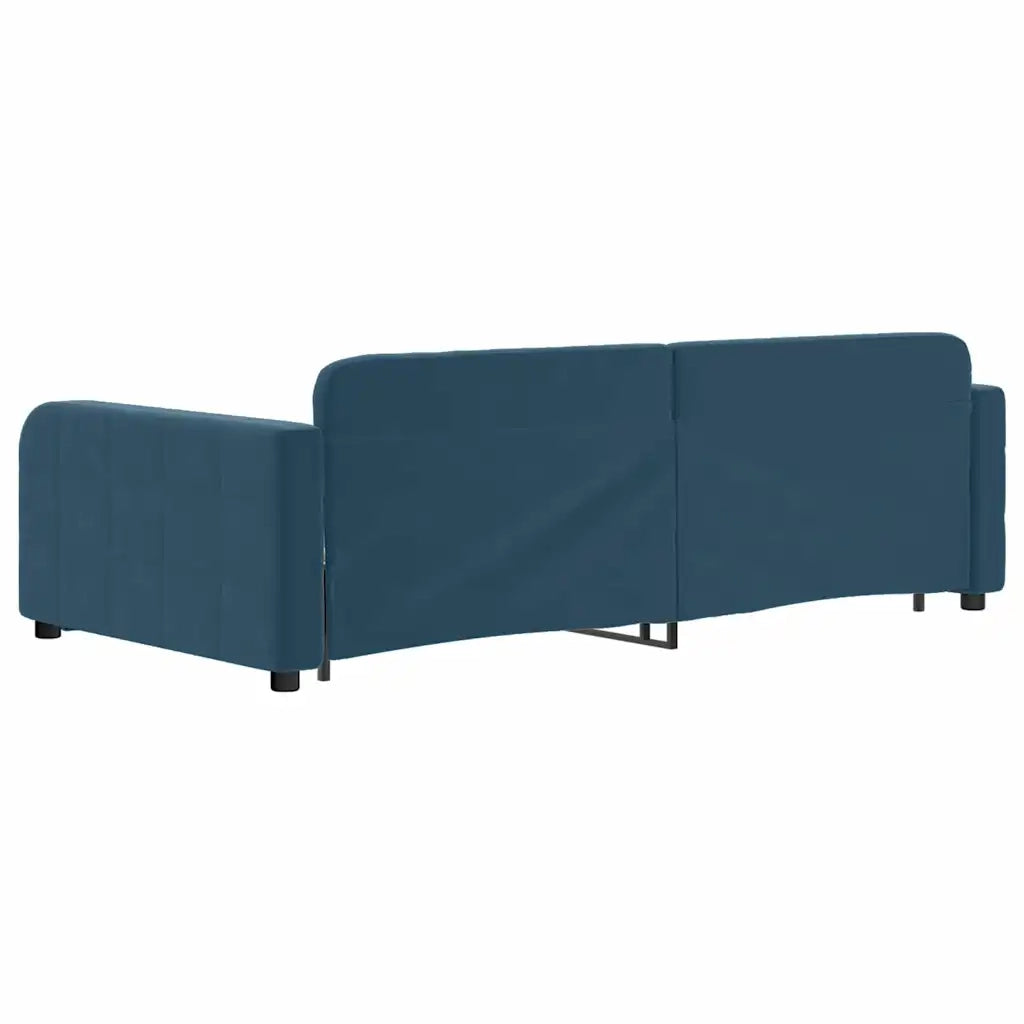 Divano Letto Estraibile con Cassetti Blu 100x200 cm in Velluto 3196983