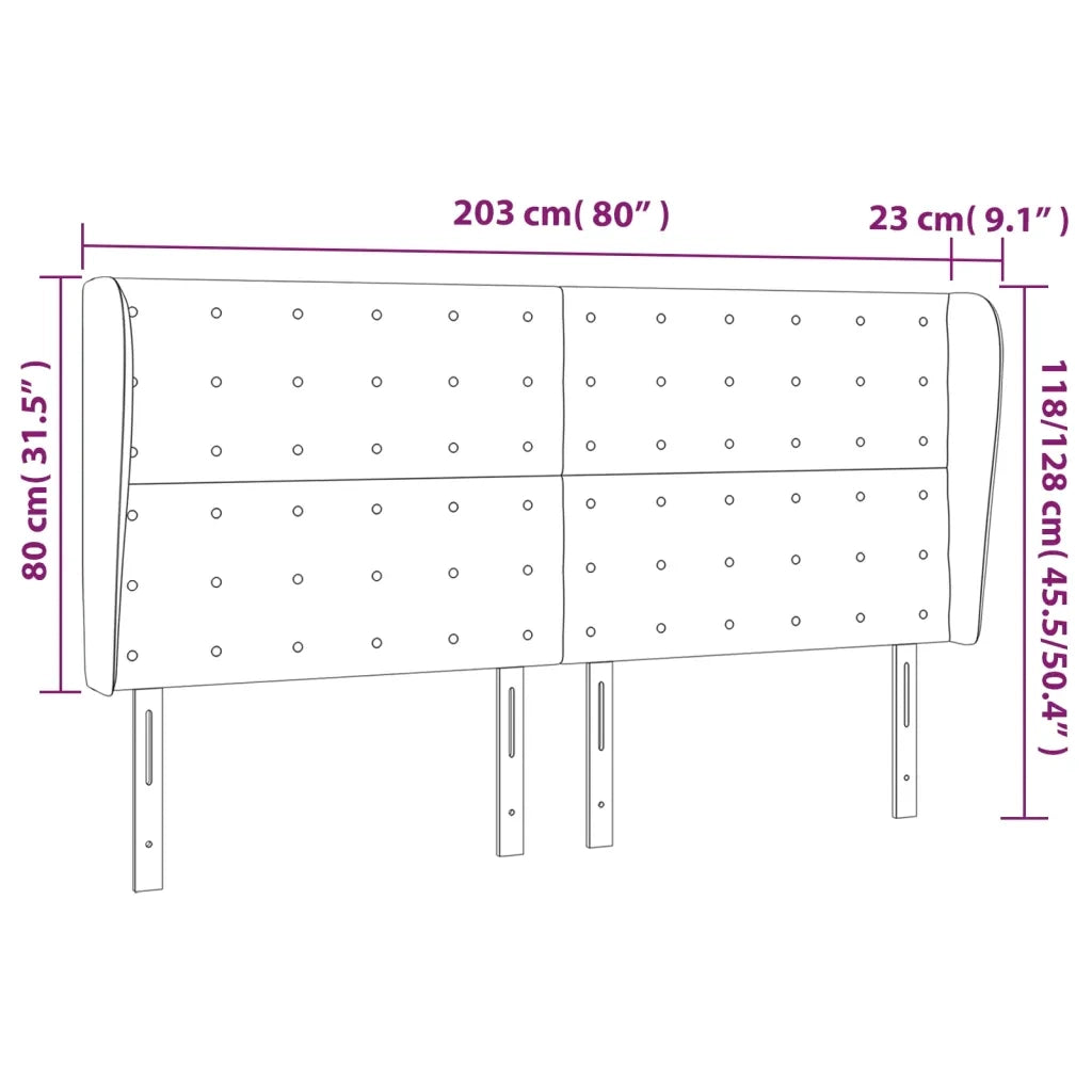 Testiera ad Orecchio-Testata con Orecchie Rosa 203x23x118/128 cm in Velluto 963732