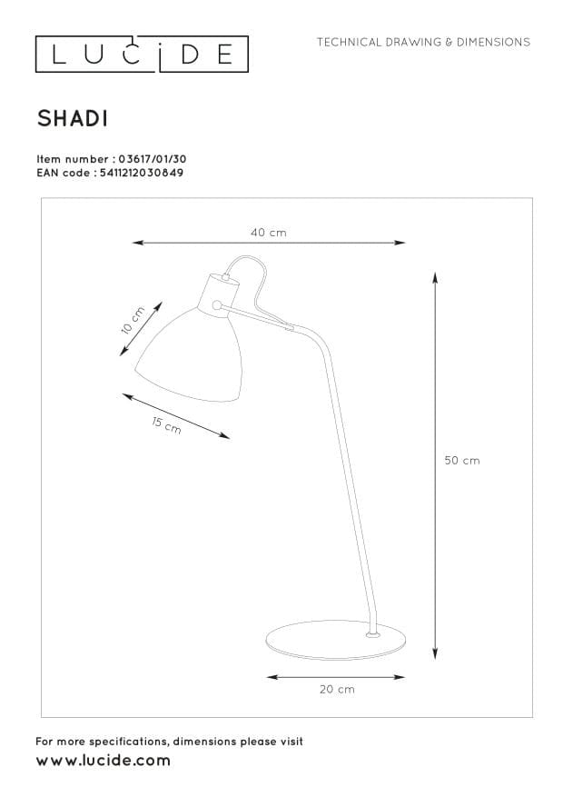 Lampada da tavolo Lucide Shadi nera E14 40W 03617/01/30