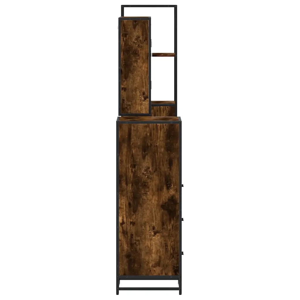 Set Mobili da Bagno | Armadio da bagno 4 pz Rovere Fumo in Legno Multistrato