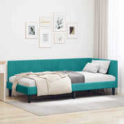 Cornice del letto ad angolo Turchese 100 cm x 200 cm Velluto 42016366