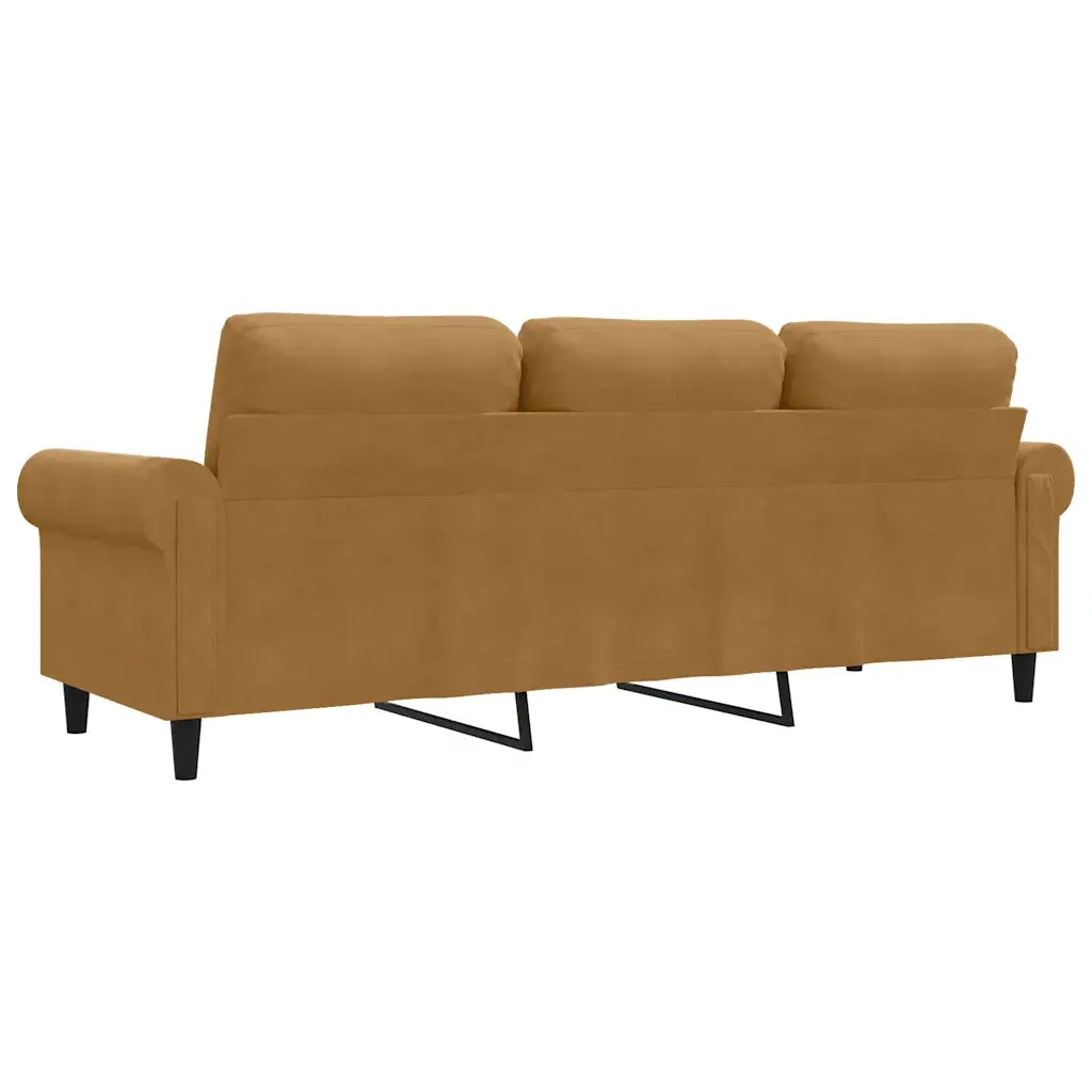 Divano a 3 Posti Marrone 180 cm in Velluto 359546