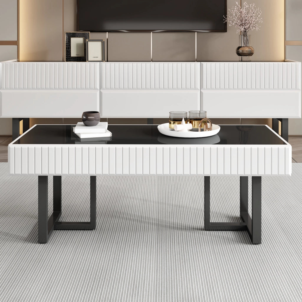 Cassettiera per TV nero-bianco in MDF e truciolare lunghezza 170 cm