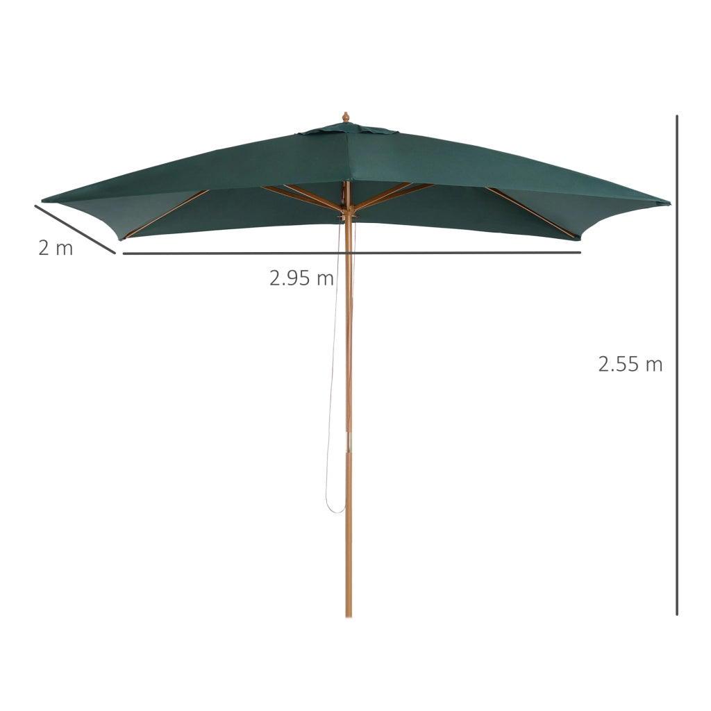 Ombrellone da Giardino ¨C Minimal ¨C Legno e Bamb¨´, Verde Scuro, 2x3 m