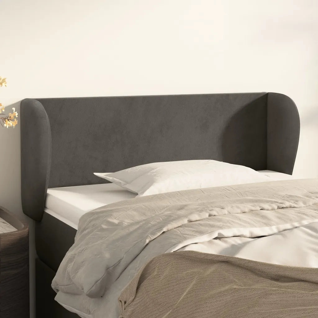 Testiera ad Orecchio-Testata con Orecchie Grigio Scuro 103x23x78/88 cm in Velluto 879028