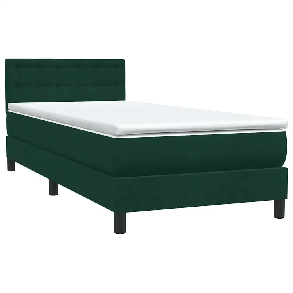 Letto a Molle con Materasso e LED Verde Scuro 80x220 cm Velluto 3317292