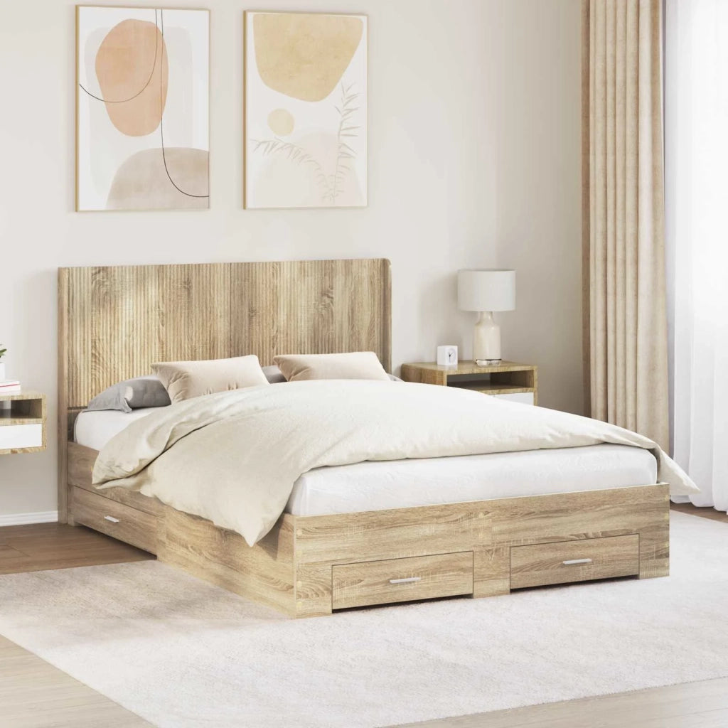 Struttura del letto con stoccaggio e testata Rovere Sonoma 3414111
