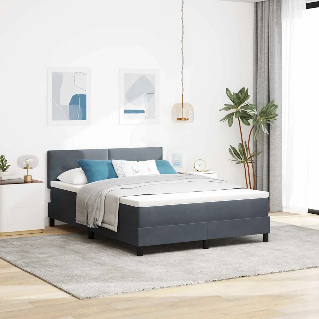 Letto a molle con materasso Grigio scuro 160 x 200 cm Velluto 3339183