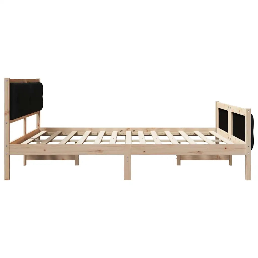 Letto matrimoniale | Letto per adulti | Struttura del letto Nero 180 x 200 cm Pino massello
