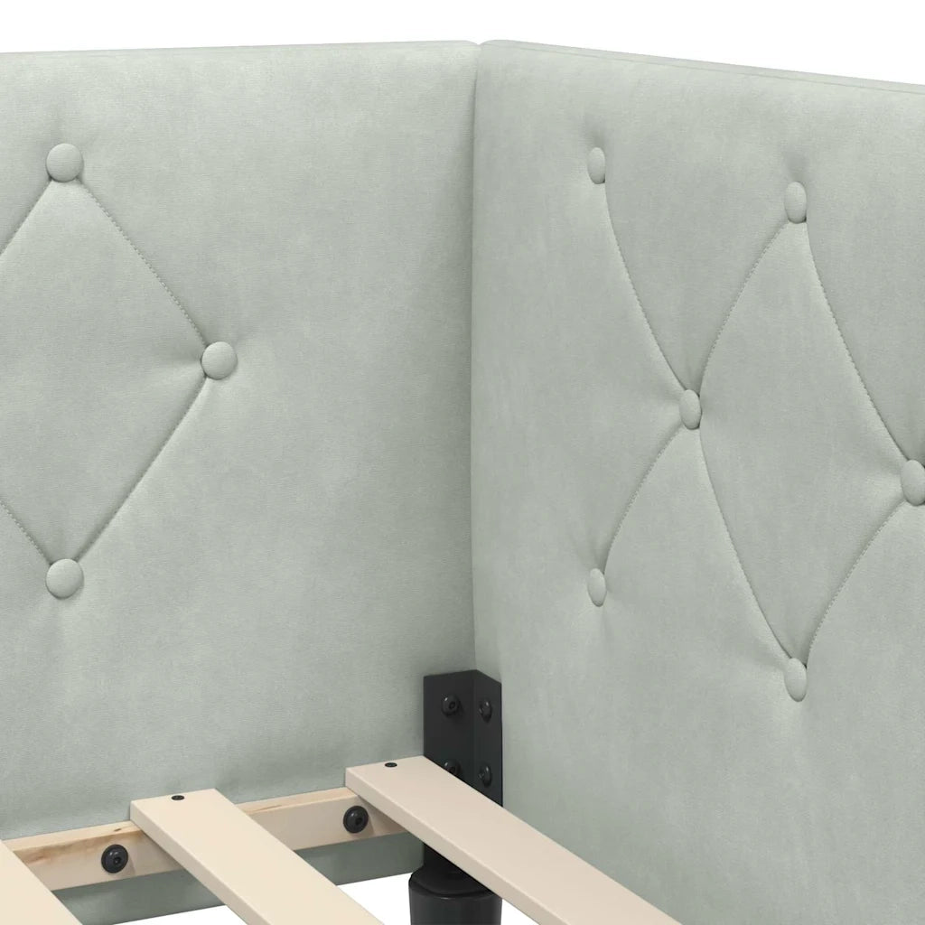 Cornice del letto ad angolo Grigio chiaro 100 x 200 cm Velluto 42016616