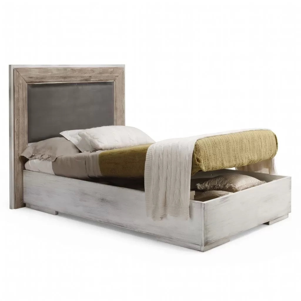 Letto shabby chic da 1 piazza e mezzo con contenitore - Mobili 2G