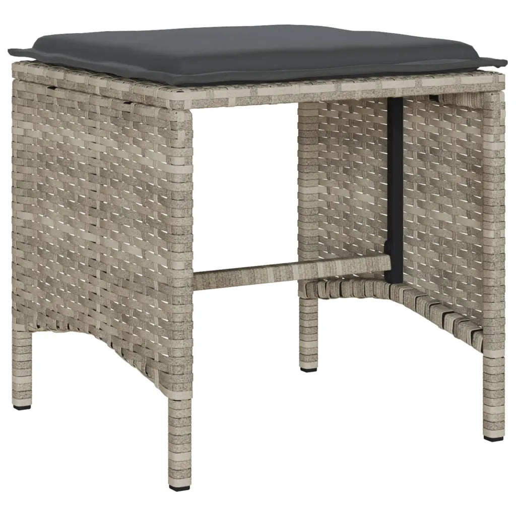 Set Divano da Giardino 6pz con Cuscini Grigio Chiaro Polyrattan