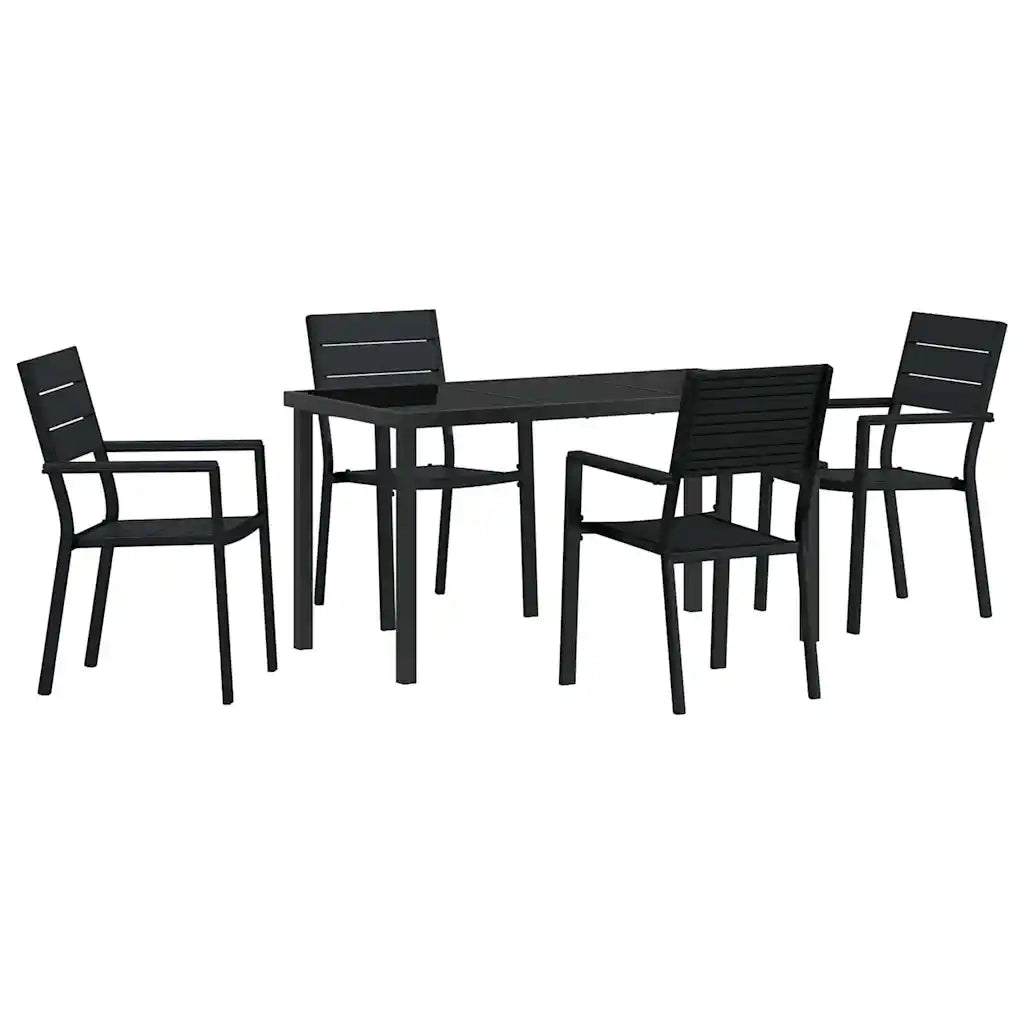 Set da Pranzo per Giardino 5 pcs Nero 3379144