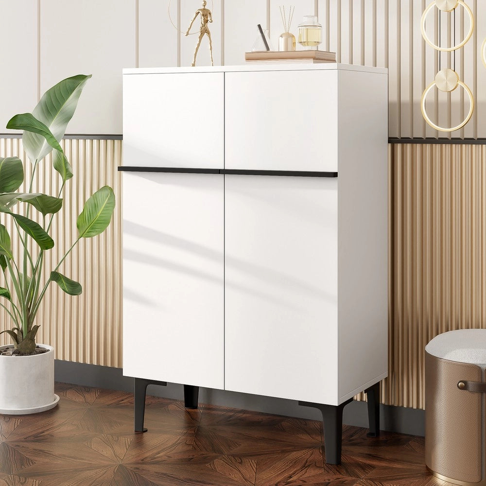 Scarpiera con Ante e Ripiani Regolabili ¨C MINIMAL ¨C Bianco, 95x60x34,5 cm