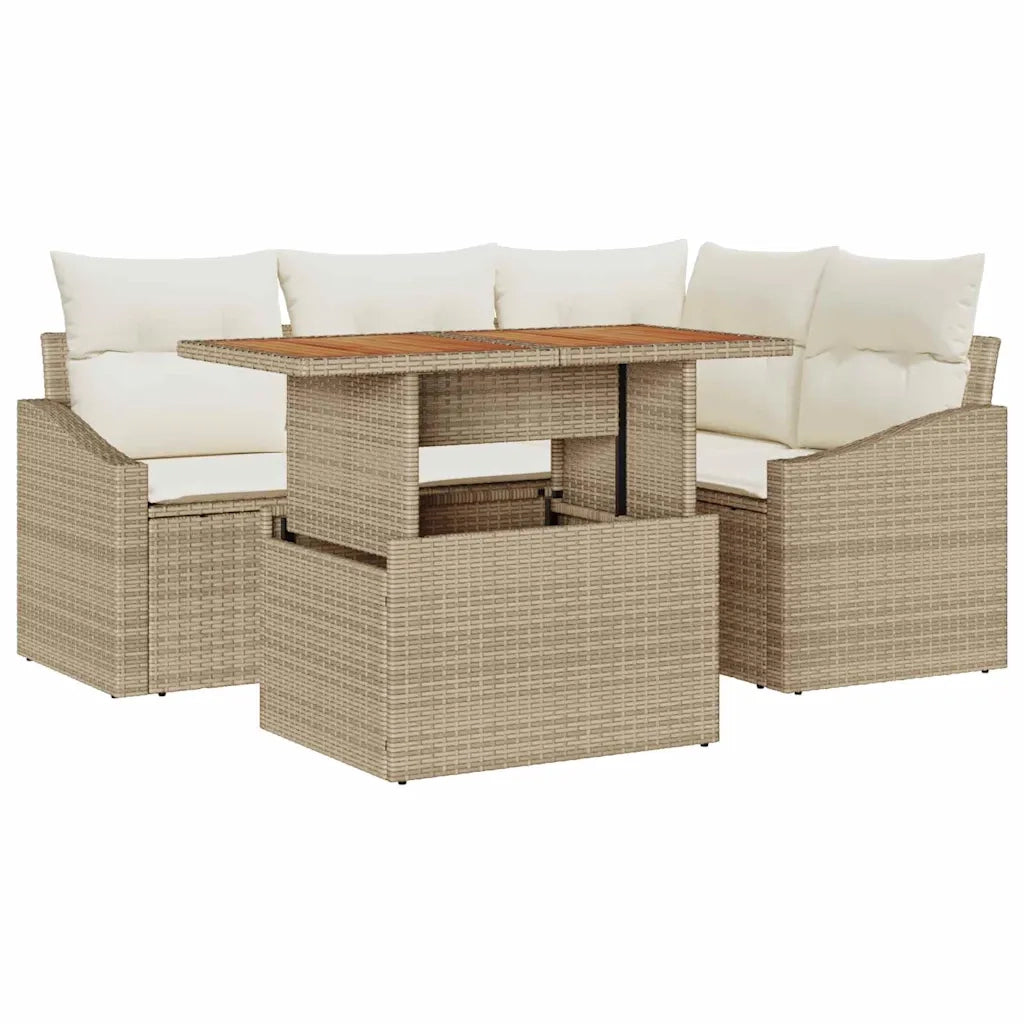 Set da Pranzo per Giardino con cuscino 5 pcs Beige e Crema 3349833