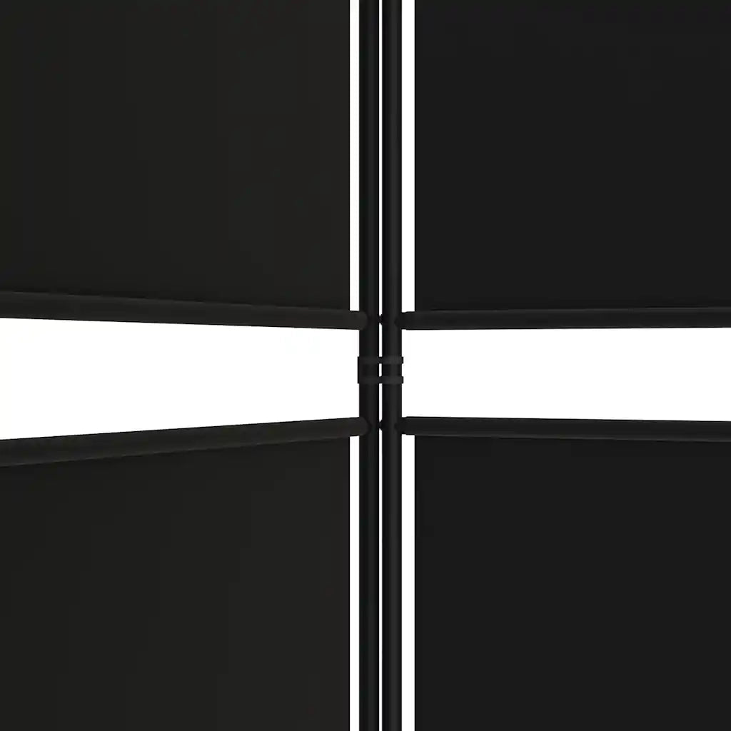 Divisorio Ambienti | Divider per stanze | Paravento a 4 Pannelli Nero 200x180 cm in Tessuto