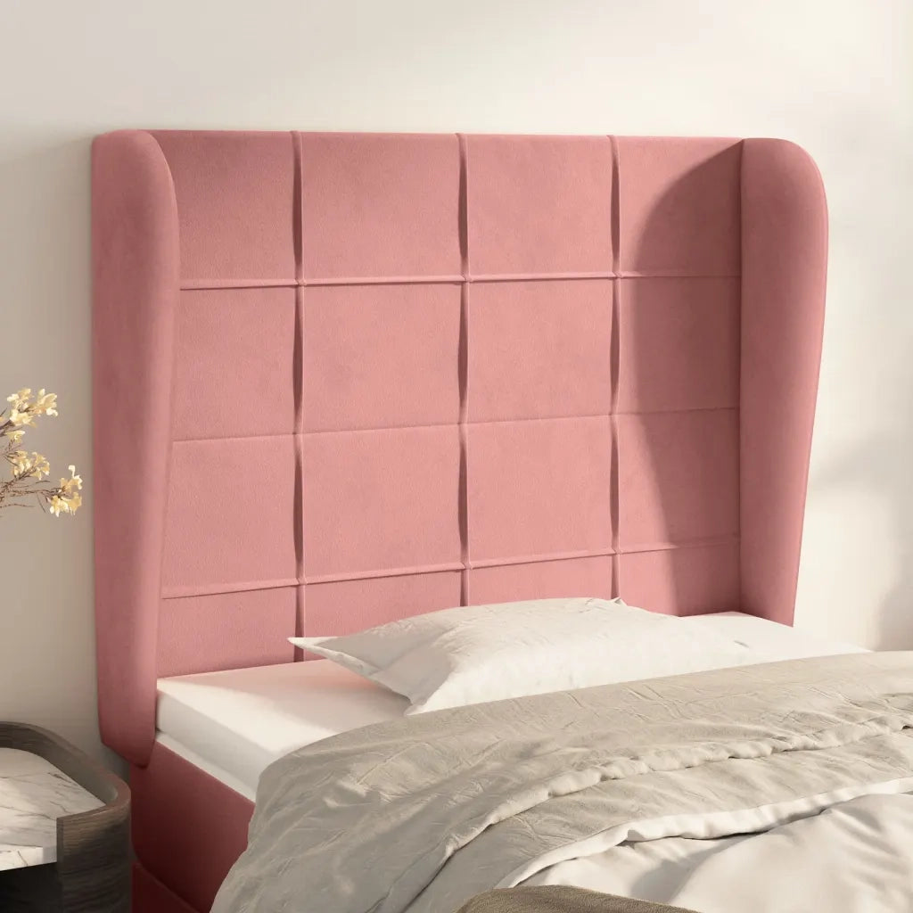 Testiera | Testata ad Orecchio Rosa 103x23x118/128 cm in Velluto