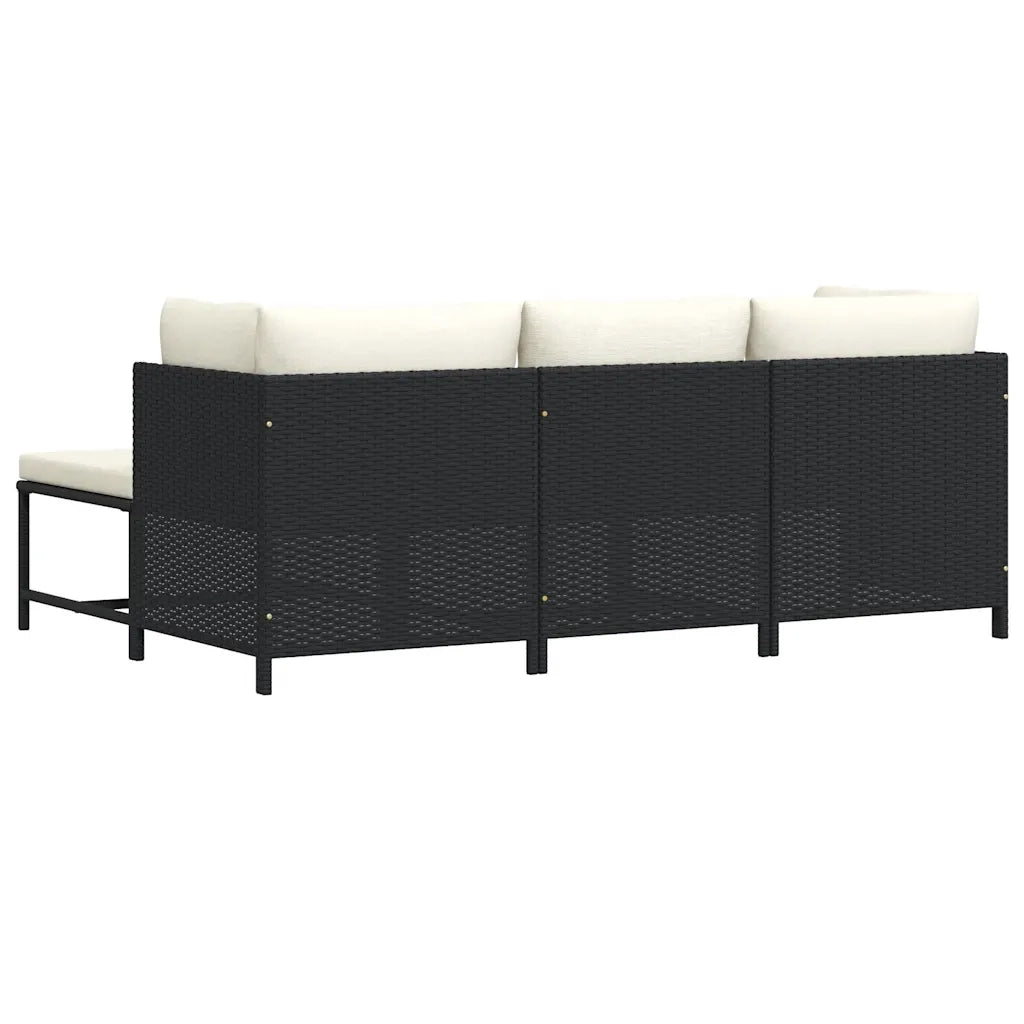 Set Divani da Giardino 4 pz con Cuscini in Polyrattan Nero 313516