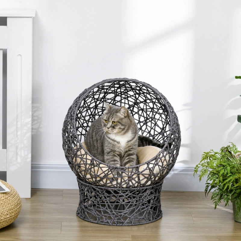 CESTO per gatti rialzato 50x50x60 cm Grigio con cuscino