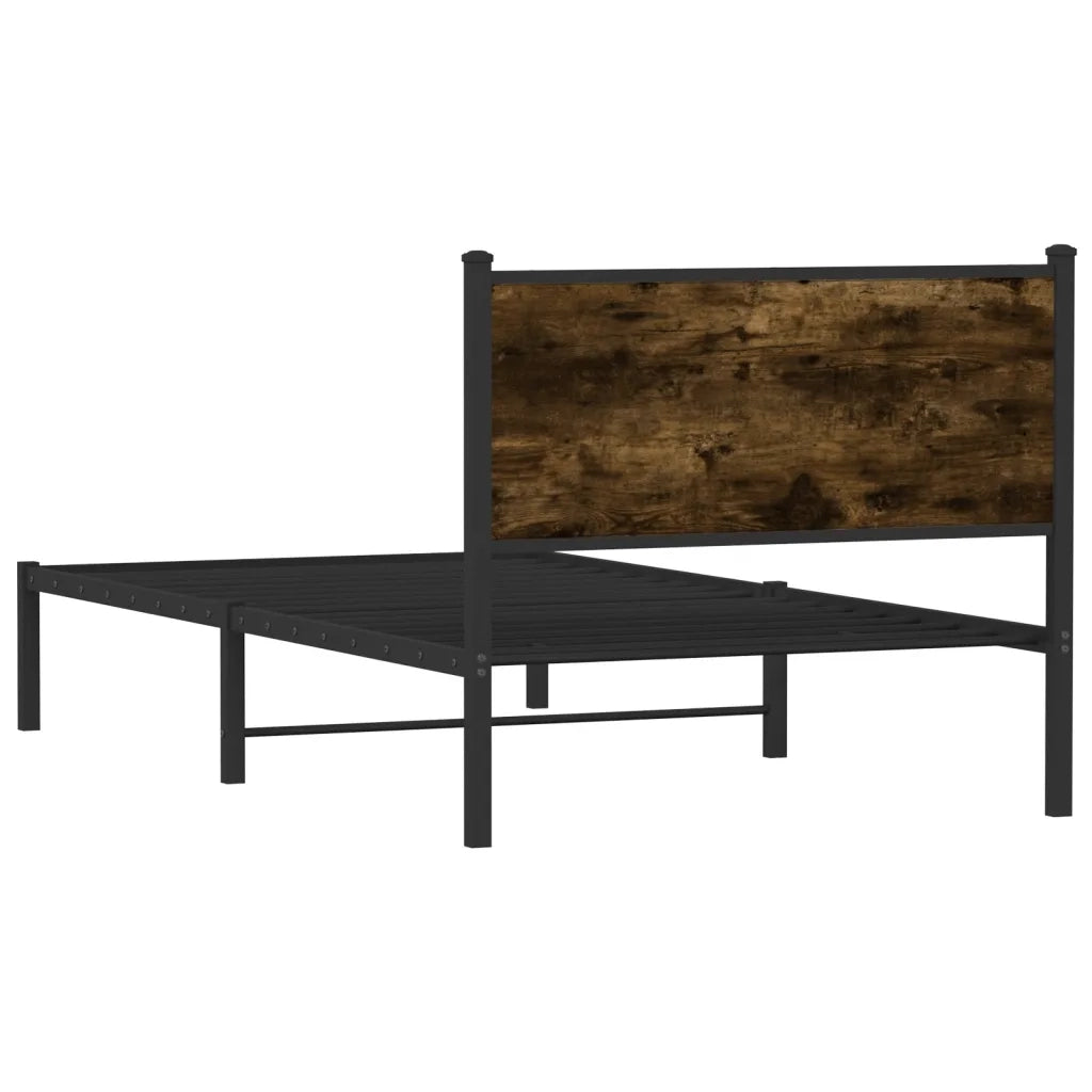Letto singolo | Letto per adulti | Giroletto senza Materaso in Metallo Rovere Fumo 100x190 cm