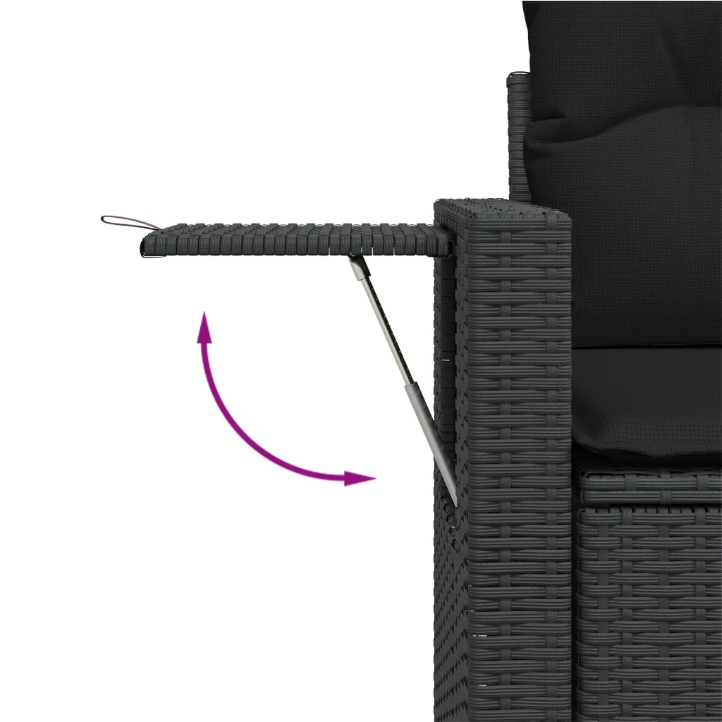 Set Divani da Giardino 10pz con Cuscini in Polyrattan Nero 3224718