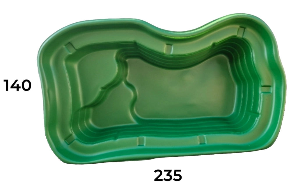 Laghetto Artificiale da Giardino 235x140x60 cm in Polietilene 1000 Litri Verde