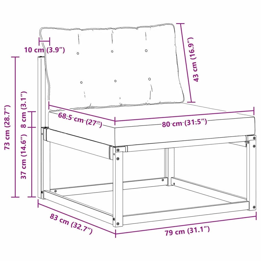 Divano centrale per esterno Bianco 79 x 83 x 73 cm acciaio 901639