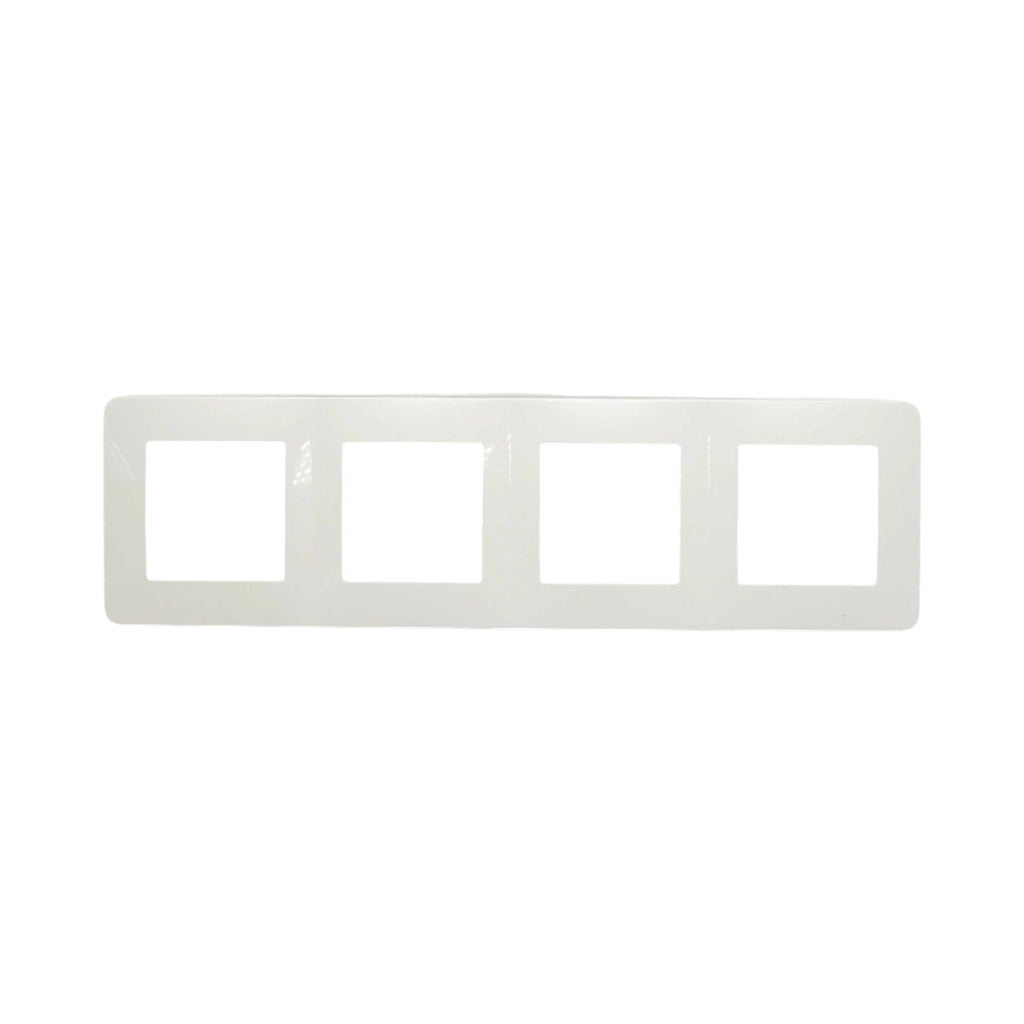 Cornice quadrupla bianca in PC per presa e interruttore 300x83 mm