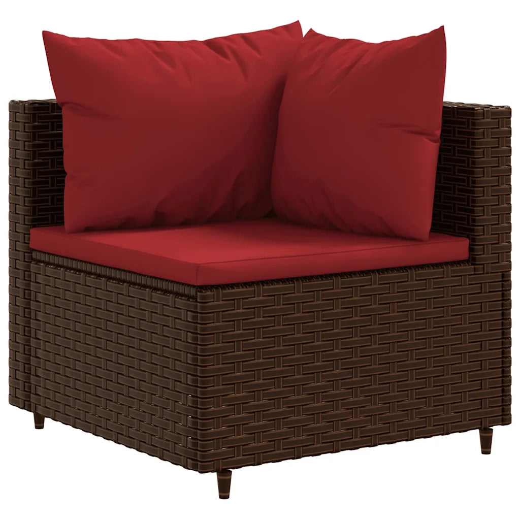 Set Divani da Giardino 7 pz con Cuscini in Polyrattan Marrone 3308261