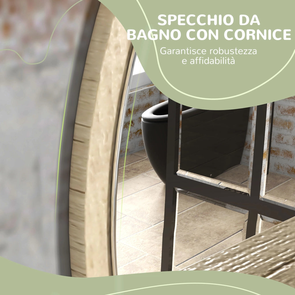 Specchio Bagno Rotondo con Ripiano ¨C Xylo ¨C Truciolato Bianco, ?45x10 cm