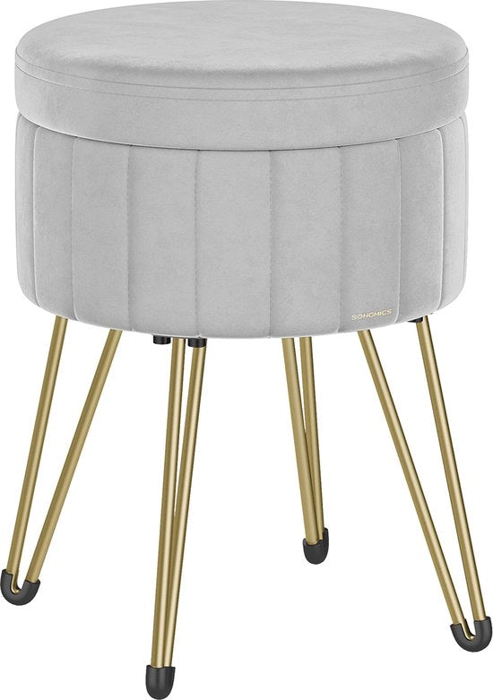 Scaffale con spazio di stoccaggio e 4 gambe metalliche grigio chiaro