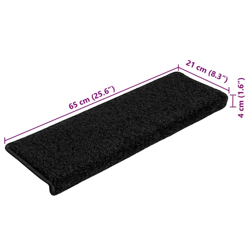 Tappetini per scale 20 pz | Gradini per Scale 65x21x4 cm Nero Bordo rettangolare