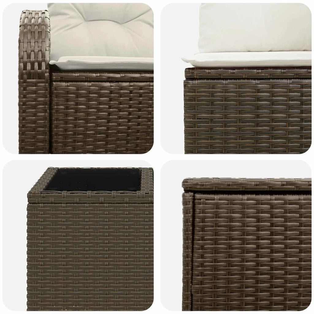 Set di divani 6 pz Marrone e Bianco Crema 3447184