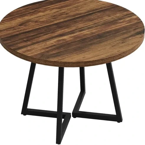 Tavolo da pranzo industriale 80 cm in MDF e metallo; marrone rustico e nero