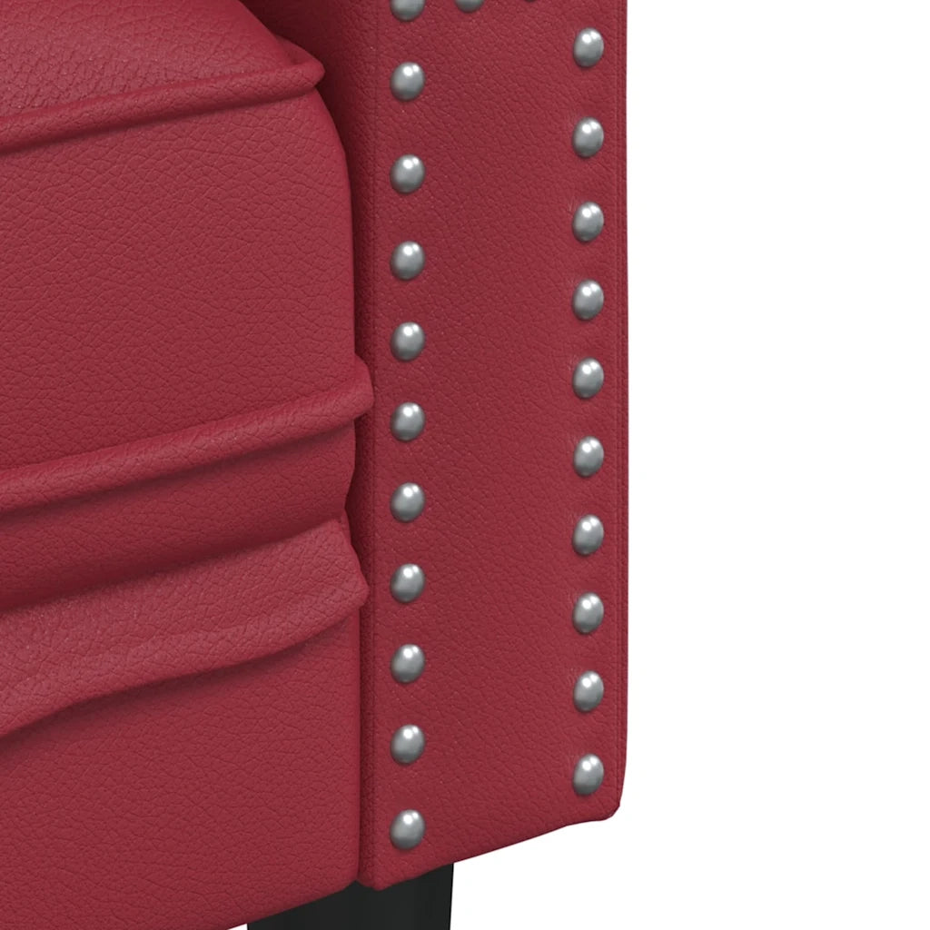 Sei Divani Chesterfield 3 pz Rosso Vino in Similpelle 3209271