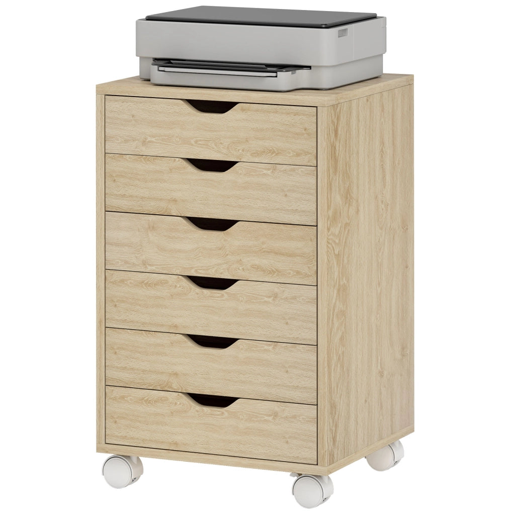 Cassettiera con Ruote ¨C Minimal ¨C Roble 6 Cassetti