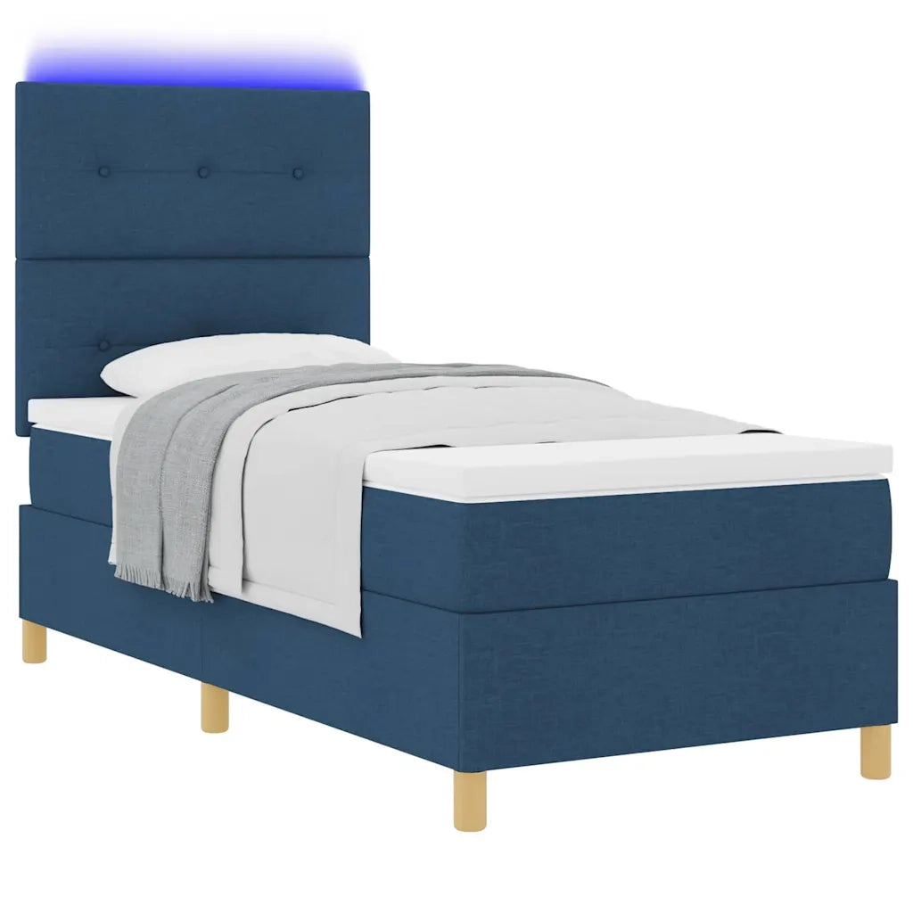 Letto a Sorgente LED con materasso Blu 80 x 200 cm Tessuto