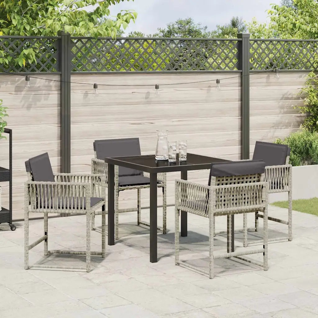 Set da Pranzo per Giardino 5 pcs Grigio chiaro polyrattan