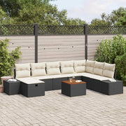Set Divano da Giardino con cuscino 9 pcs Nero polyrattan 3359607