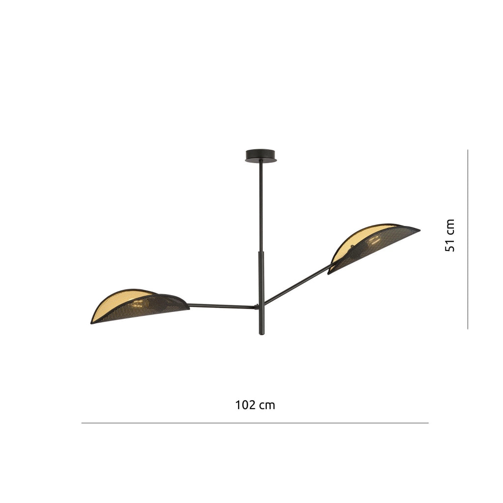 Emibig Plafoniera VENE 2 nero/oro metallo 2xE14 102 cm