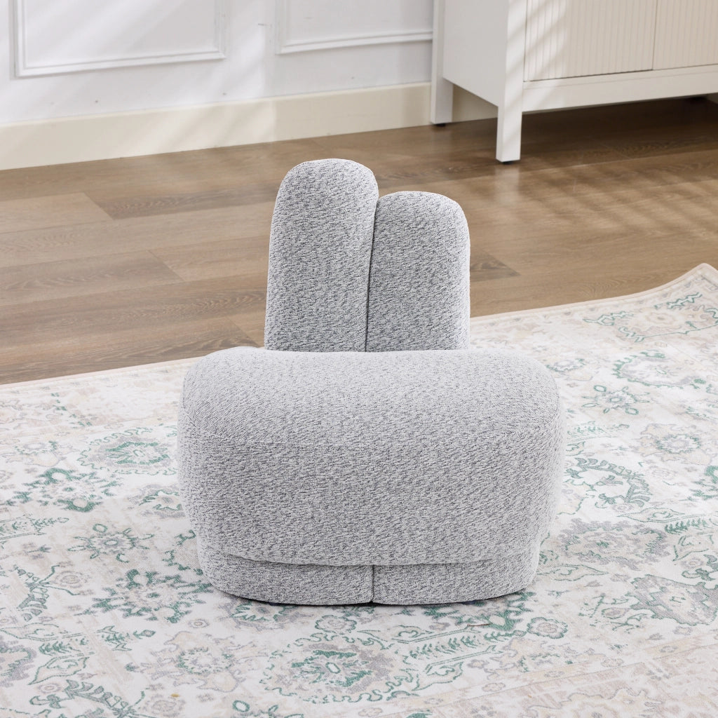 POUF imbottito a forma di coniglio in tessuto grigio antico bianco