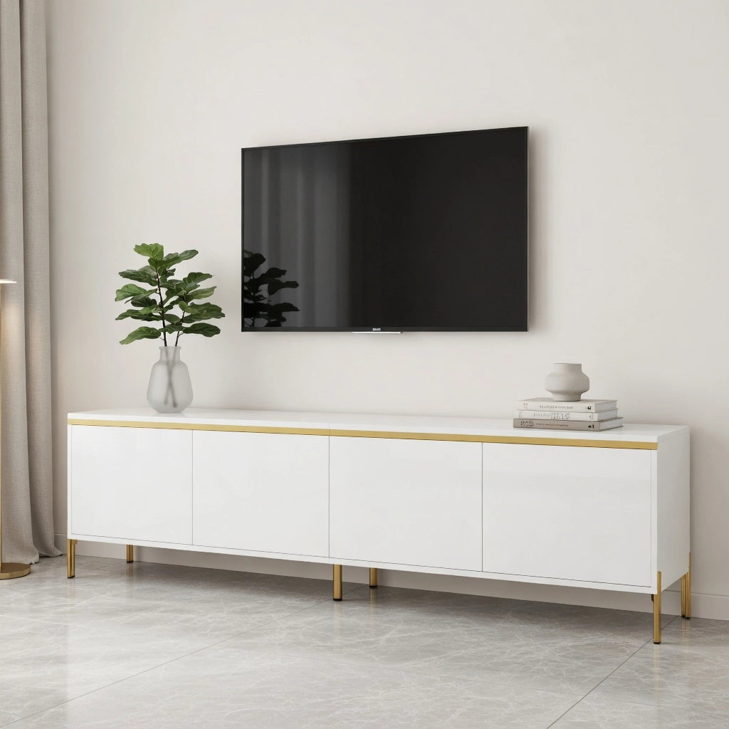 Cassettiera per TV bianca in truciolare 170 cm
