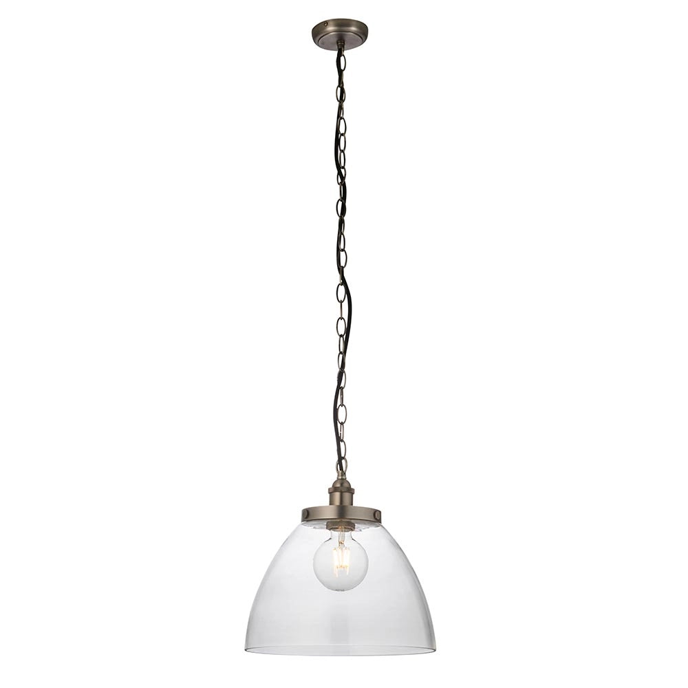 Lampada a sospensione industriale argento vetro E27 Endon