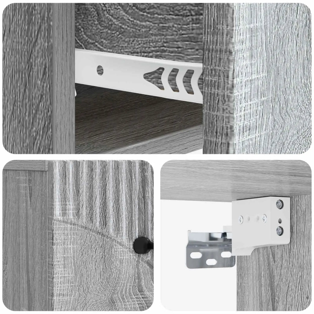 Mobiletto da notte a muro Grigio Sonoma 34,5 x 33 x 20 cm 898947