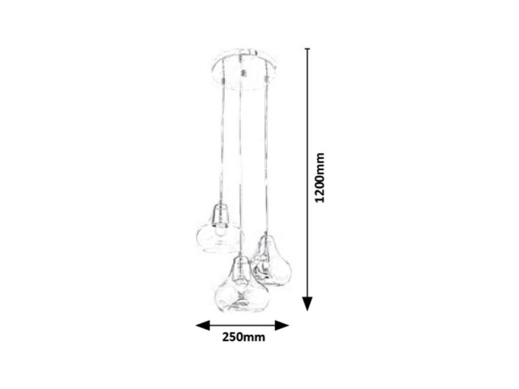 Lampada sospensione Rabalux Jezabel E27 3 luci cromo