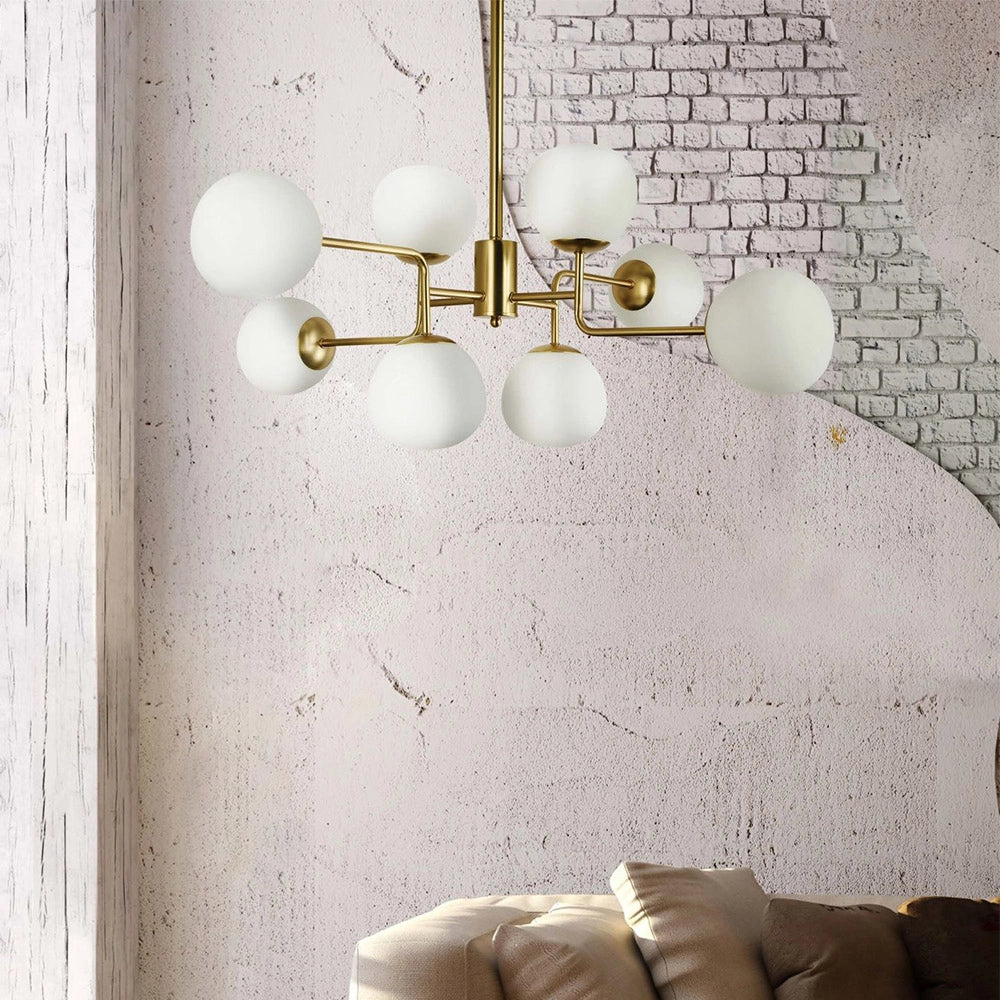 Maytoni Lampadario Sospensione Erich 8 luci E14 oro rosa metallo diffusore vetro
