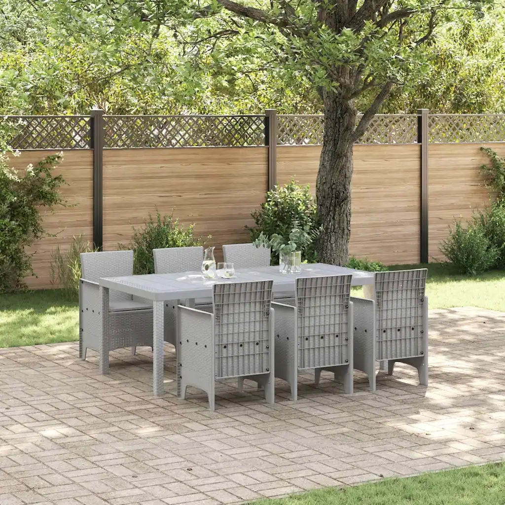 Set da Pranzo per Giardino 7 pcs Grigio Chiaro Polipropilene 3378729